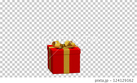 Red Gift Box with Yellow Ribbon on Transparent Background PNG. Red Gift Box with Yellow Ribbon on Transparent Background PNG. 124129162