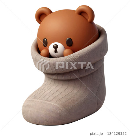 Cartoon of a brown bear in socks Cartoon of a brown bear in socks 124129332