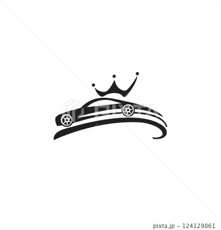 illustration of a car logo with a crown on top in black 124129861