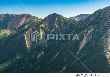 三俣蓮華岳の山頂から見るワリモ岳 北アルプス双六岳三俣蓮華岳登山 三俣蓮華岳の山頂から見るワリモ岳 北アルプス双六岳三俣蓮華岳登山 124129900