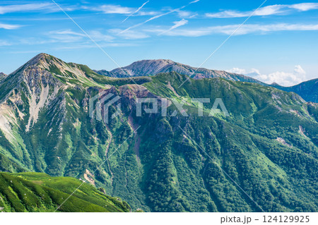 双六岳から見る野口五郎岳　北アルプス双六岳三俣蓮華岳登山 124129925