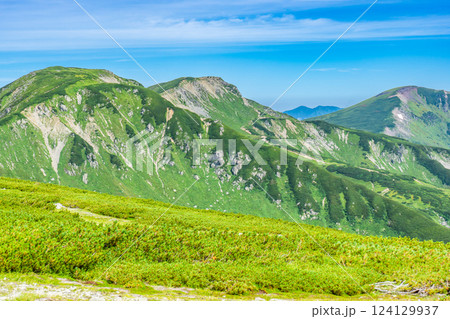 双六岳の山頂付近から見る三俣蓮華岳 北アルプス双六岳三俣蓮華岳登山 双六岳の山頂付近から見る三俣蓮華岳 北アルプス双六岳三俣蓮華岳登山 124129937