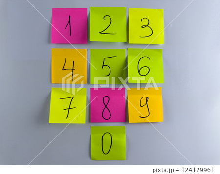 Simple way to remind child about numbers with colored cards Simple way to remind child about numbers with colored cards 124129961