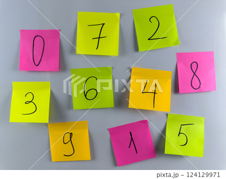 Number cards for memorization 124129971