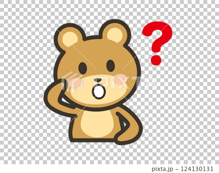帶有問號的可愛熊的插圖 124130131
