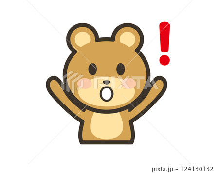 驚いているかわいいクマさんの上半身イラスト 驚いているかわいいクマさんの上半身イラスト 124130132