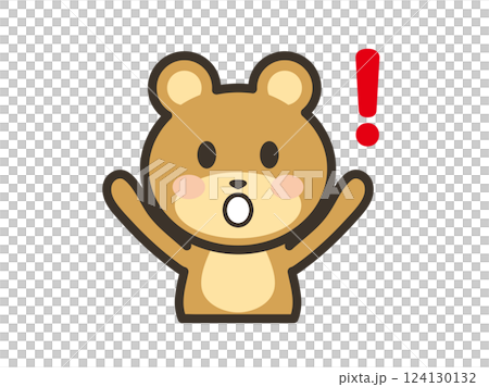 驚いているかわいいクマさんの上半身イラスト 驚いているかわいいクマさんの上半身イラスト 124130132