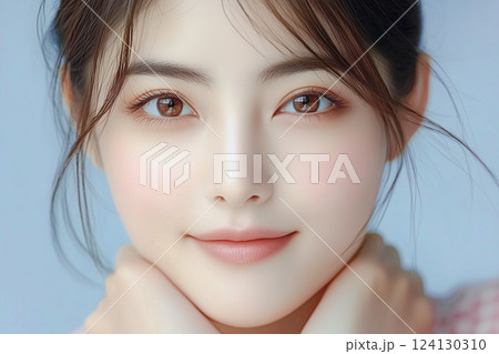 若い女性のファッションポートレート（美容、スキンケア、化粧品、ビューティー、健康） 124130310