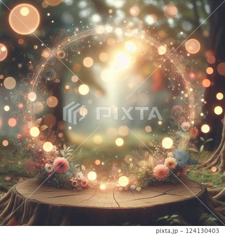 森の中でキラキラリングと玉ボケ 124130403