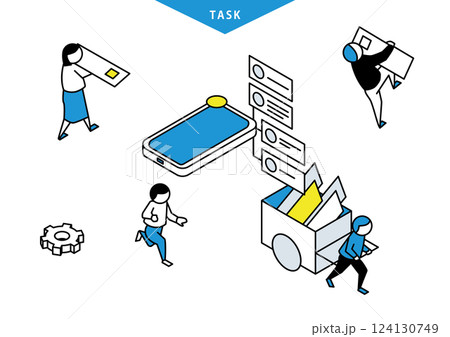 タスク管理についてのイラストセット 荷車ver タスク管理についてのイラストセット 荷車ver 124130749