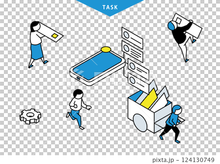 タスク管理についてのイラストセット 荷車ver タスク管理についてのイラストセット 荷車ver 124130749