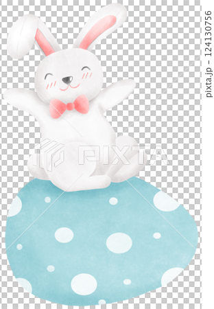 Rabbit sitting on Easter eggs Rabbit sitting on Easter eggs 124130756