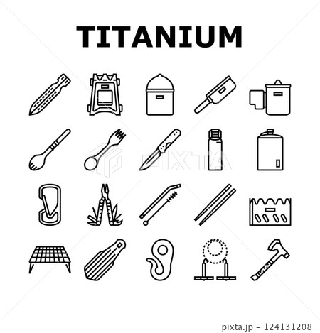 titanium lightweight accessories icons set vector 124131208