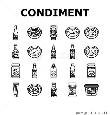 condiment ketchup mustard icons set vector 124131211