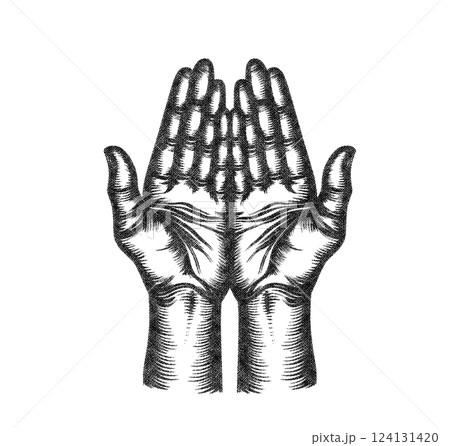 Prayer Hands Illustration Retro Risograph Texture Prayer Hands Illustration Retro Risograph Texture 124131420