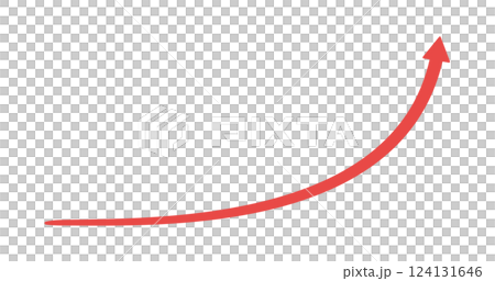 向右向上彎曲的水平紅色箭頭圖示 - 增加/上升的圖像插圖素材 124131646