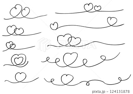 手書きのハートの線のイラスト素材　ベクター 124131878