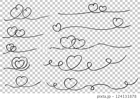 手書きのハートの線のイラスト素材　ベクター 124131878