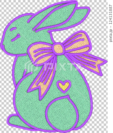 Easter bunny coquette bow patchwork design for spring joy heartfelt rabbit art in nature's embrace 124131887
