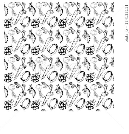 Ripe vegetables in doodle style. Seamless pattern. Ripe vegetables in doodle style. Seamless pattern. 124132111