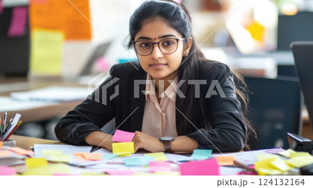 Tired but determined elderly woman handling paperwork, deep focus on details. Human buried in documents 124132164