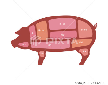 豚肉の部位の図解イラスト 124132198