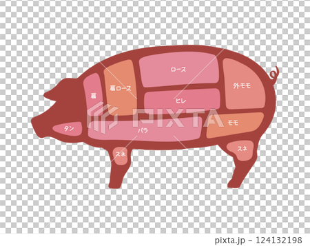 豚肉の部位の図解イラスト 124132198