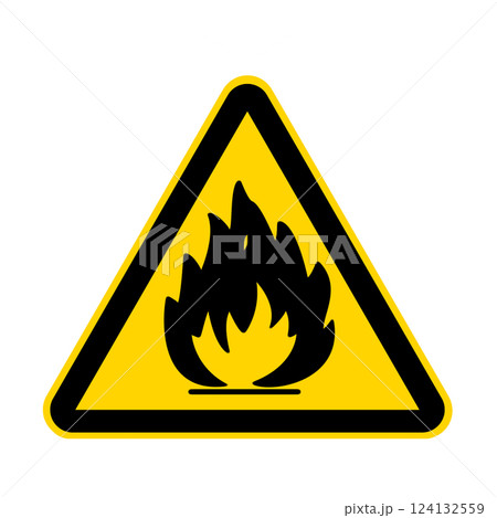 Fire hazard warning danger sign with clipping path Fire hazard warning danger sign with clipping path 124132559