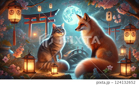 Cat and Fox in Ancient Japan 124132652