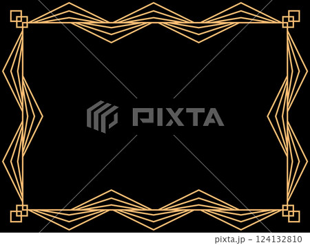Art deco frame. Vintage linear border. Design a template for invitations, leaflets and greeting cards. Geometric golden frame. The style of the 1920s - 1930s. Vector illustration 124132810