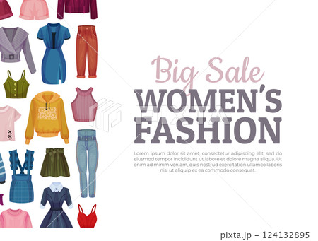 Woman Clothes Store and Shop Banner Design Vector Template 124132895