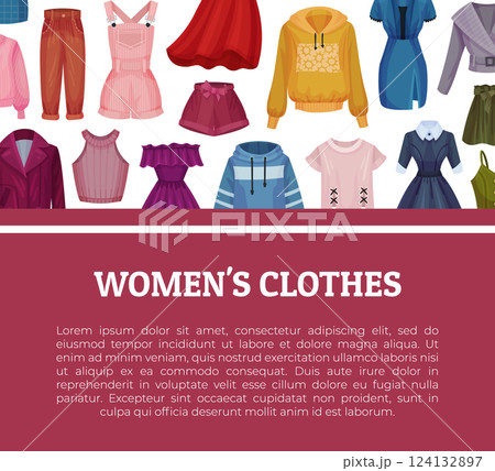 Woman Clothes Store and Shop Banner Design Vector Template 124132897