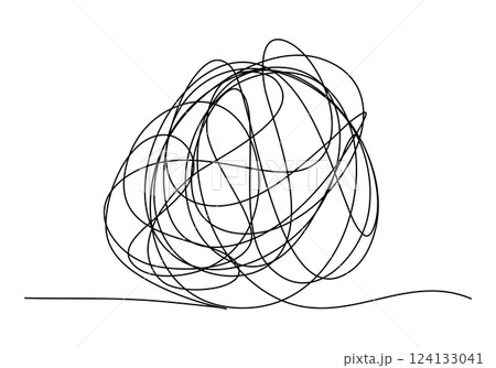 Tangle, mess and confuse. One line drawing. Vector illustration. Tangle, mess and confuse. One line drawing. Vector illustration. 124133041