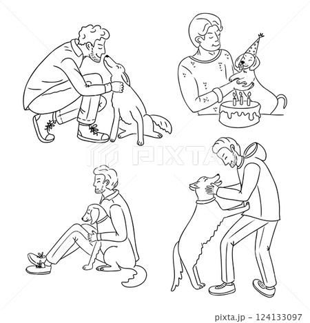 Loving moments between people and their dogs 124133097