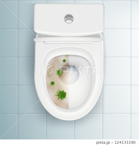 Toilet bowl half clean, half dirty 124133190