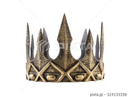 Ancient king or queen crown isolated on white background with clipping path 124133336