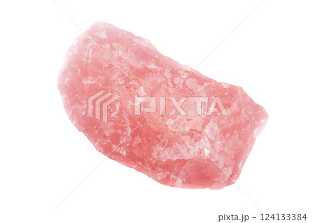 pink, quartz mineral stone on a white background 124133384