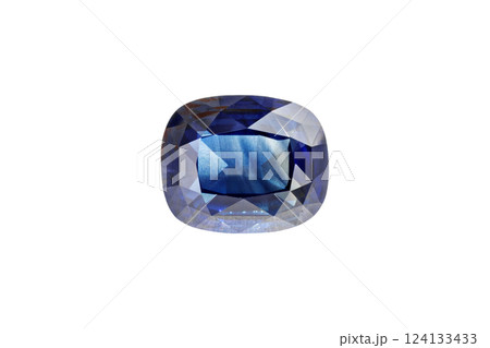Sapphire blue faceted dahlia cut stone mineral macro photography on white isolated background Sapphire blue faceted dahlia cut stone mineral macro photography on white isolated background 124133433