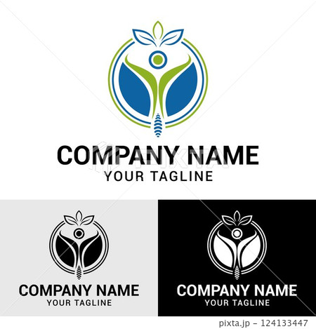 Physiotherapy Treatment Care Logo Design Template. Medical, Clinic, Hospital Health Care, Treatment Logo Design. 124133447