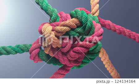 Vibrant Interwoven Knot: A Dance of Color and Texture in Harmony 124134164