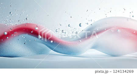 Stylish winter sale backdrop with flowing lines and bubbles, abstract background. 124134269