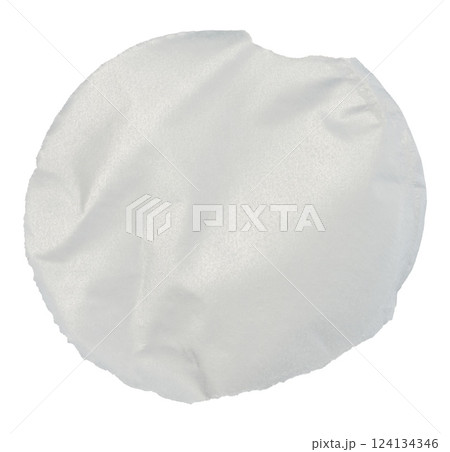 Torn round piece of paper on isolated background 124134346