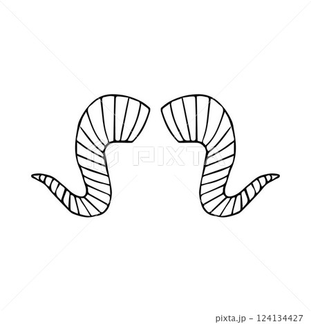 Vector hand drawn sketch doodle outline goat horns 124134427