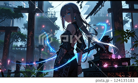 青い薔薇と女性 青い薔薇と女性 124135183