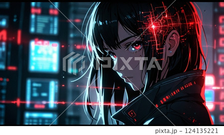 サイバーウーマンイラスト サイバーウーマンイラスト 124135221