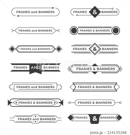 Decorative vintage frames and banners in black and white Decorative vintage frames and banners in black and white 124135266
