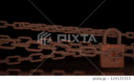 The Rusty lock for protection or security concept 3d Rendering. 124135355