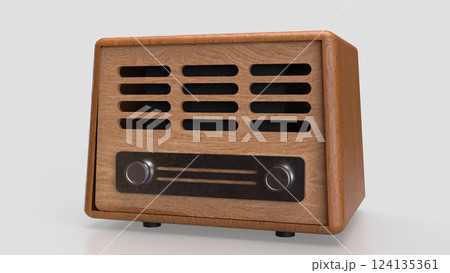 The Radio Vintage for Pod Cast or Music concept 3d Rendering. 124135361