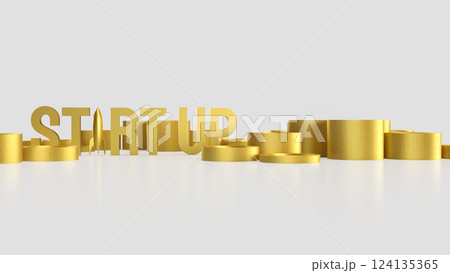 The Gold Start up and Rocket for Business concept 3d Rendering. 124135365