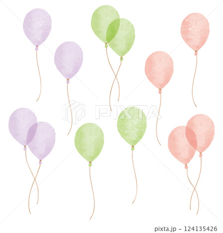 風船の手描き水彩画イラスト7 風船の手描き水彩画イラスト7 124135426